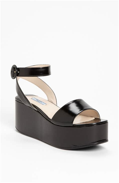 prada ankle strap wedge sandal|designer prada flat sandals.